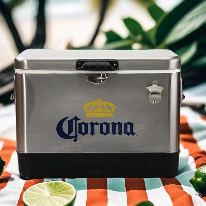 Corona 53L Beer Cooler Box Stainless Steel Camping Metal Vintage Customized Square Buckets, Coolers & Holders Sustainable 51L
