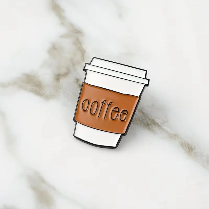 Cartoon Coffee Milky Tea Dixie Cup Enamel Pins Travel Mug Lapel Brooches Badges Gifts for Coffee Lovers Souvenirs