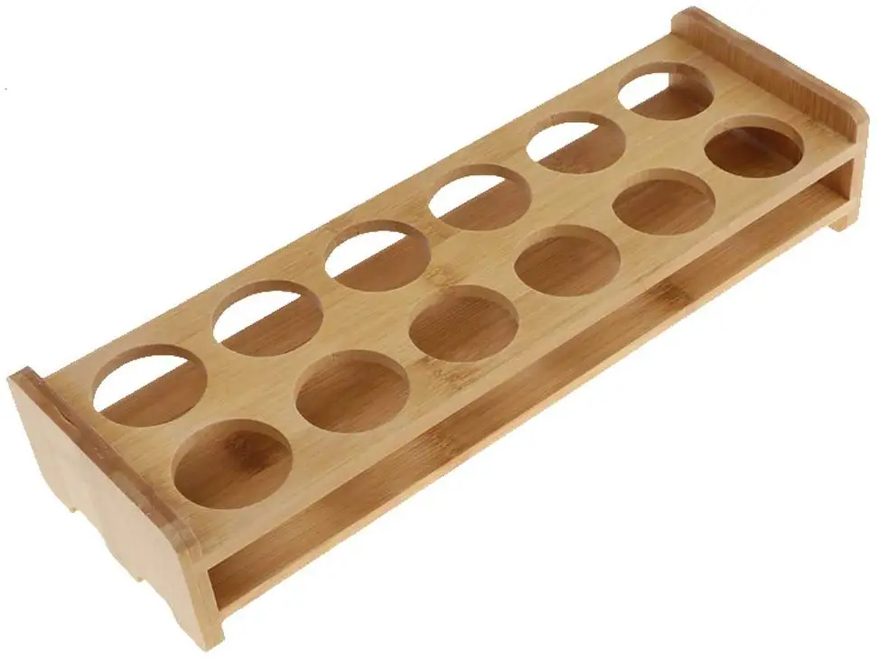 
Bamboo Shot Glass Holder Rack Barware Whisky Cup Serving Tray 