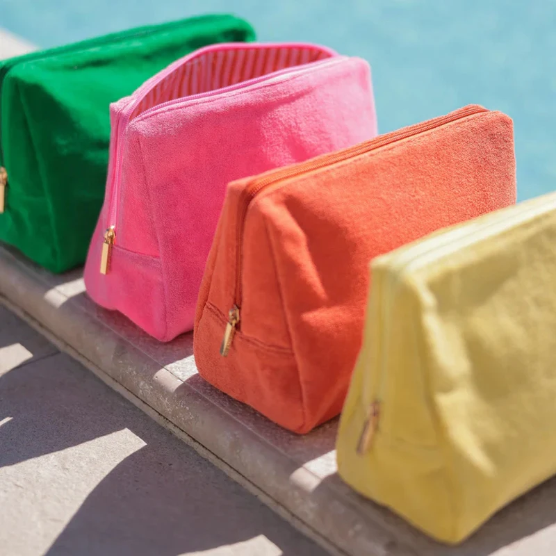 Cosmetic Bag Organizer Make Up Bags For Women Personalized Wedding Gift Terry Cloth Travel Toiletry Bag