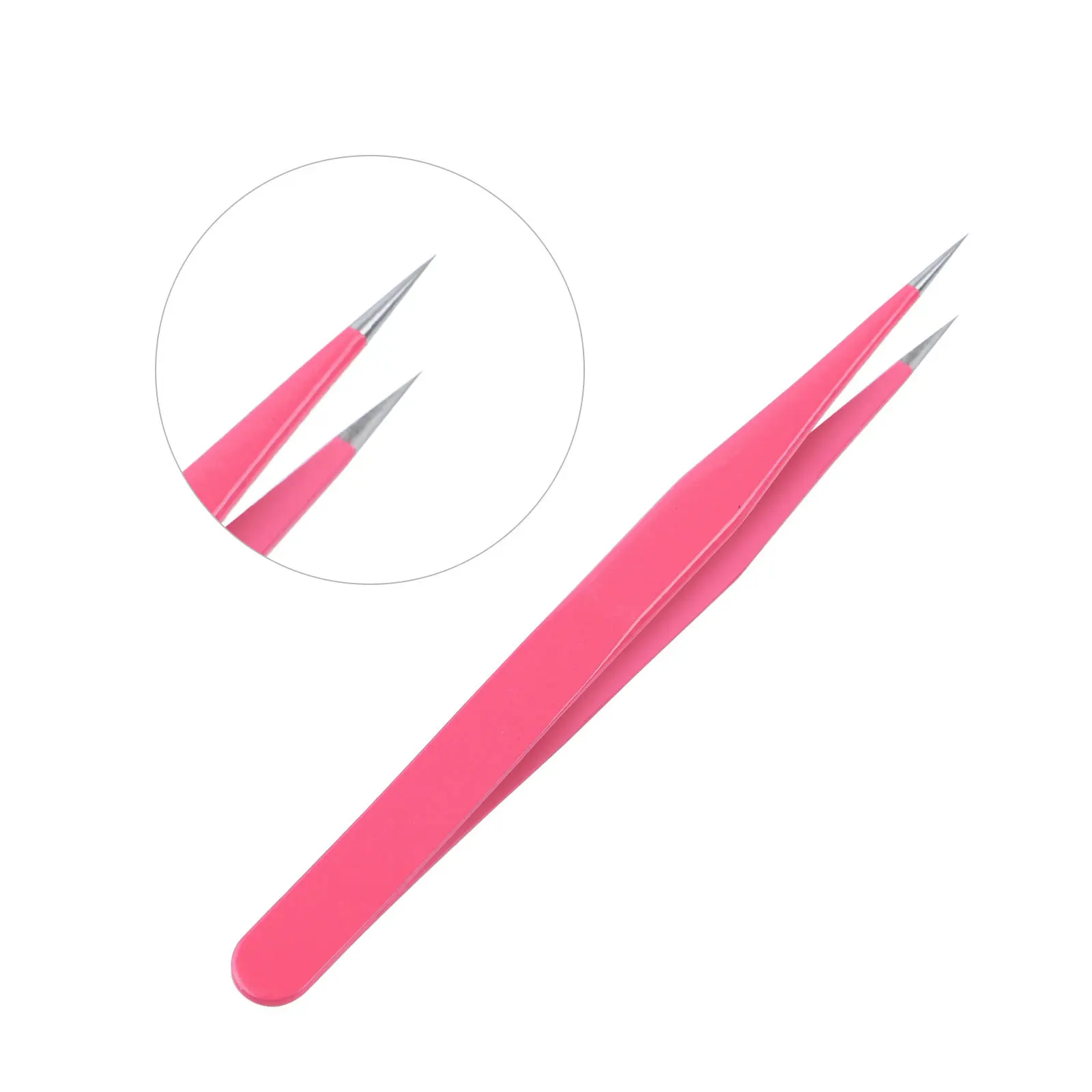 Nail art tools stainless steel elbow straight pink nail tweezers