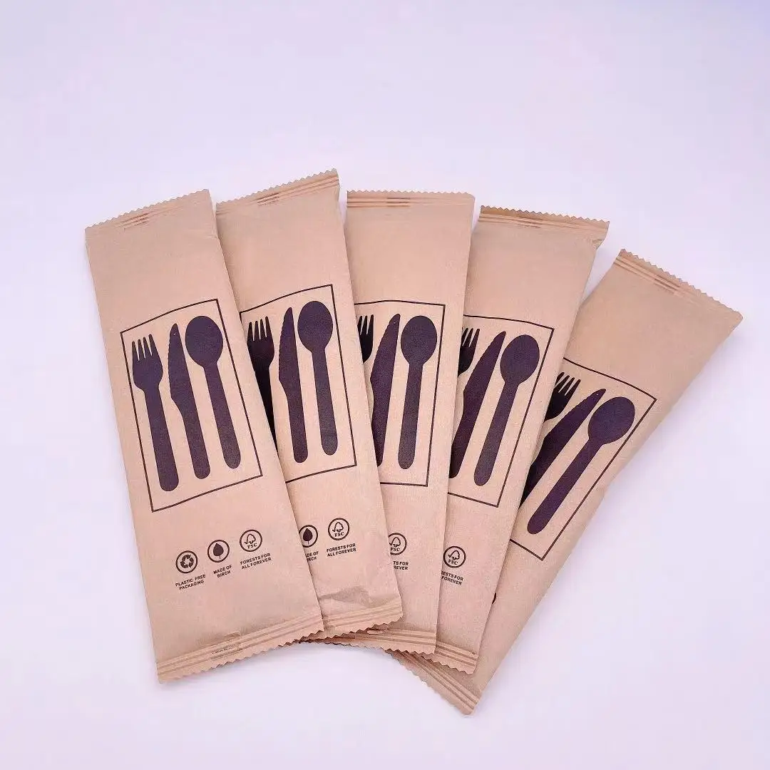 Биоразлагаемые экологические березовые Деревянные Набор одноразовых деревянных столовых приборов