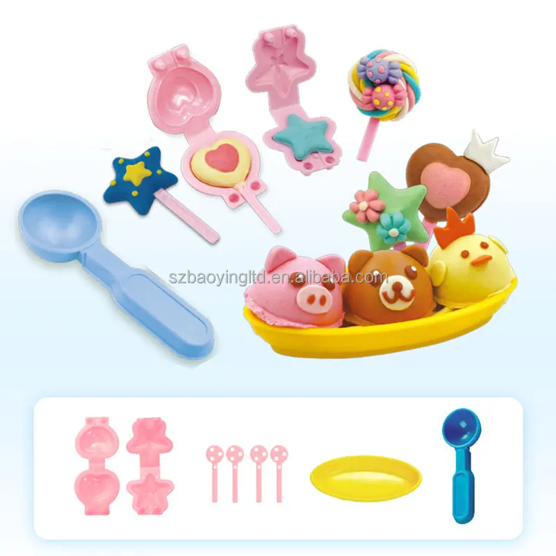 DlY Banana Boat Ice Cream Plasticine Light Clay Set Kids Play Dough Toy with Production Molds Tools