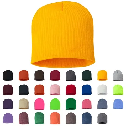 DYMF running acrylic custom logo no cuff beanie cap quality adult fashion slouchy beanie warm winter hat silk satin lined beanie