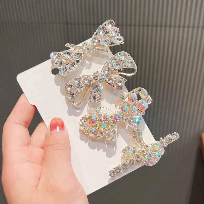 Shining Crystal CZ Colorful Bunny Butterflies Hair Clip Rhinestone Stone Butterfly Hair Clip For Women Girls Hairpins Clamps