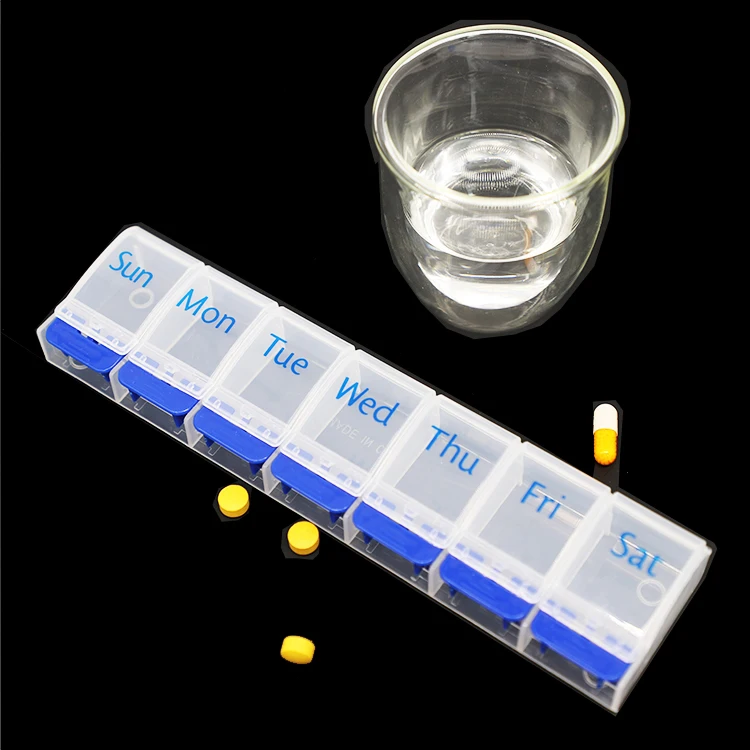 Compartments Tablet medicine 7 Day Pill Box Case With Unique Spring Assisted Open Design For weekly pill organizer