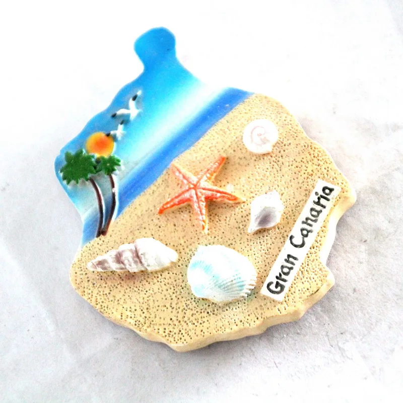 Wholesale custom design Gran Canaria tourist souvenir handmade resin parrot refrigerator magnet