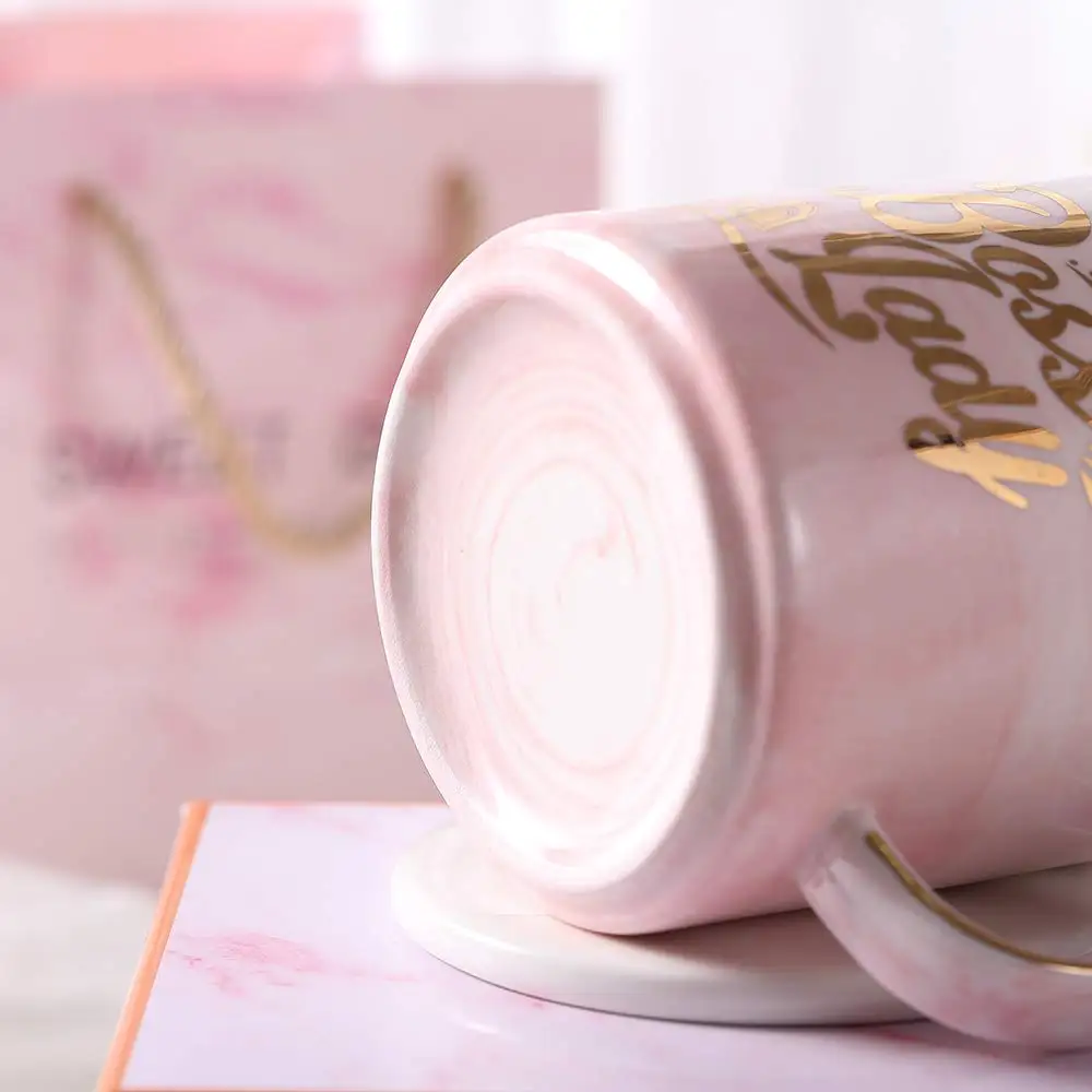 Pink Marble Ceramic Coffee Mug For Mother Day Birthday Gifts