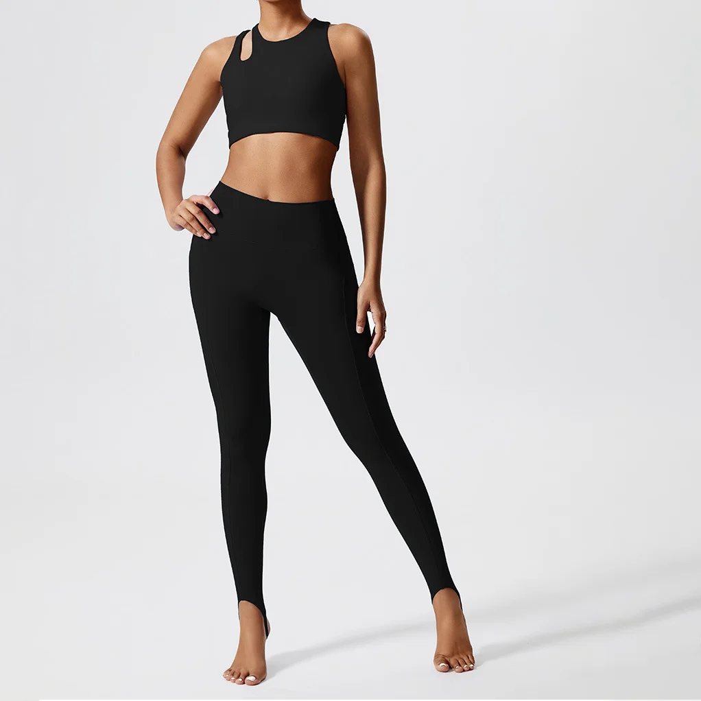 YIYI Plus Size Removable Pad Gym Fitness Suits For Women Back Cross Strap Girls Yoga Sets Stirrup Leggings Women Sports Sets