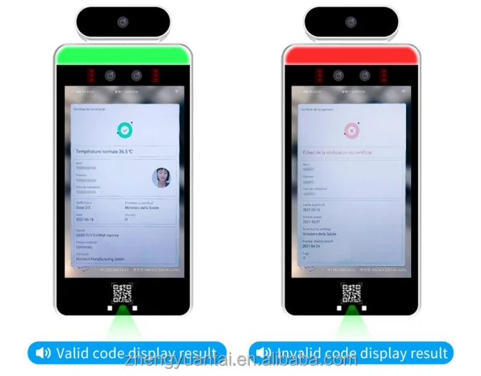 8inch Android Face recognition device supports EU digital health QR code