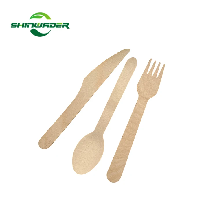 Biodegradable Eco-Friendly Disposable Customized logo Natural wood Fashionable Wooden cutlery