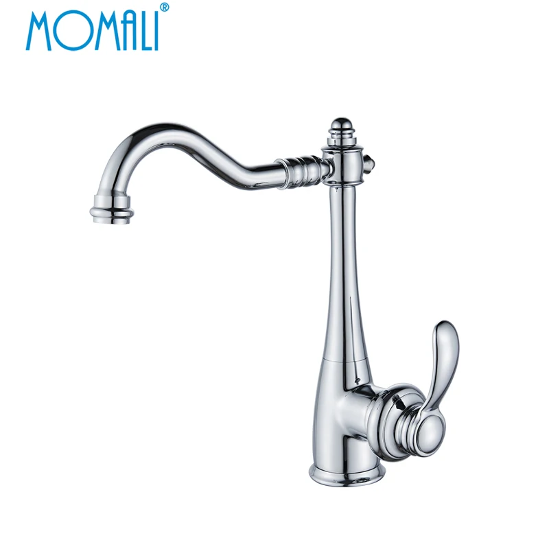 Momali Newest brass single handle vertical kitchen mixer faucet chrome matte black antique luxury kitchen faucet