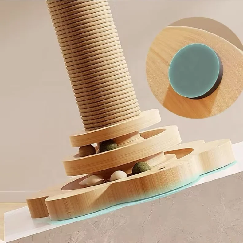 Multi-functional Cat Scratching Posts, Interactive Cat Toys for Indoor Cats,Sisal Rope Kitten Scratch Post with Ball