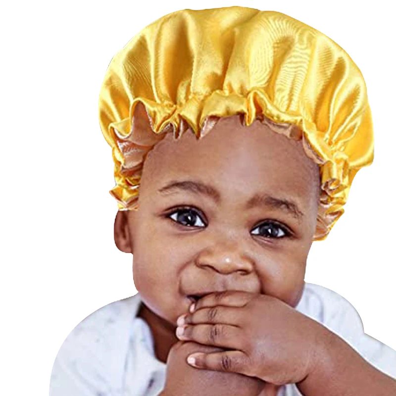 Baby girl newborn kids head satin hair sleep caps custom logo adjustable silk children bebe winter bonnet for baby boy hat