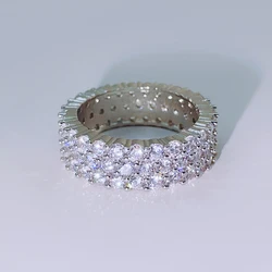 Pass Diamond Tester D Color VVS Grade Princess Cut Moissanite Rings Men Gems Silver Gold Ring for women men