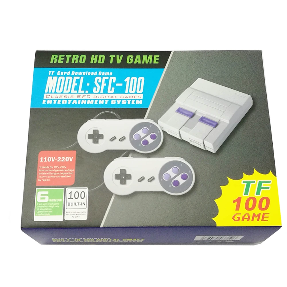 HD Game console for SFC/Snes system support SD card and TF card build 100in1 games inside