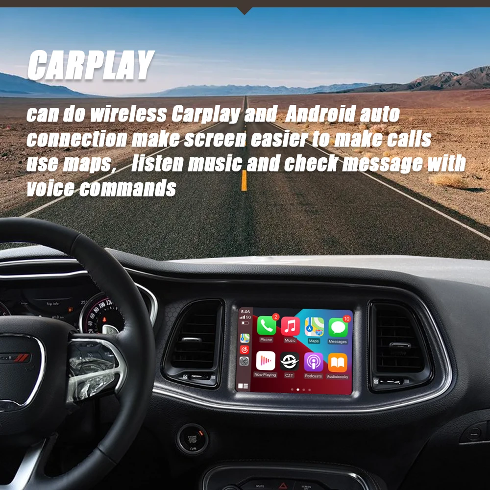 CZT-AUTO Wireless Carplay Android Auto For Dodge Challenger 2013-2016 Radio Car DVD Player Mirror Link GPS Navigation Smart Box