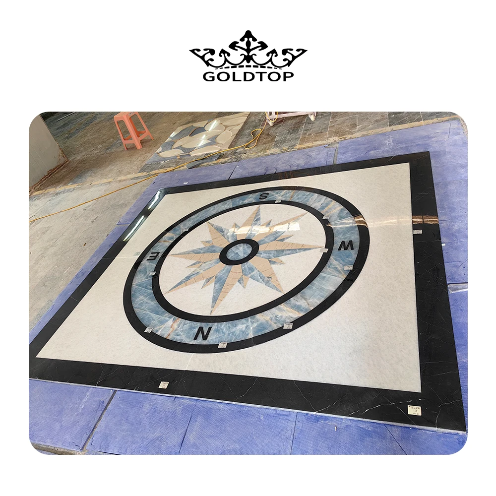 Goldtop OEM/ODM Marmor Hotel luxury pattern natural marble vein bookmatch compass Medallion