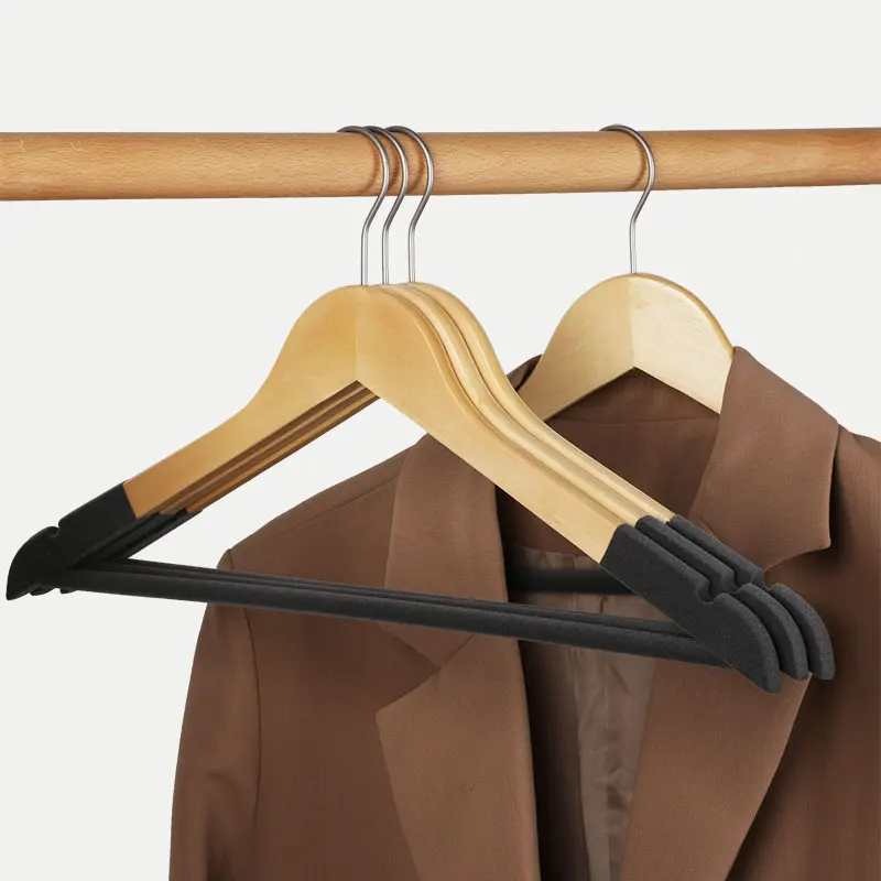 Custom Logo Luxury Cloth Hanger White Wood Clip Hanger Non Slip Boutique Wooden Clothes Hanger for Clothing Shop