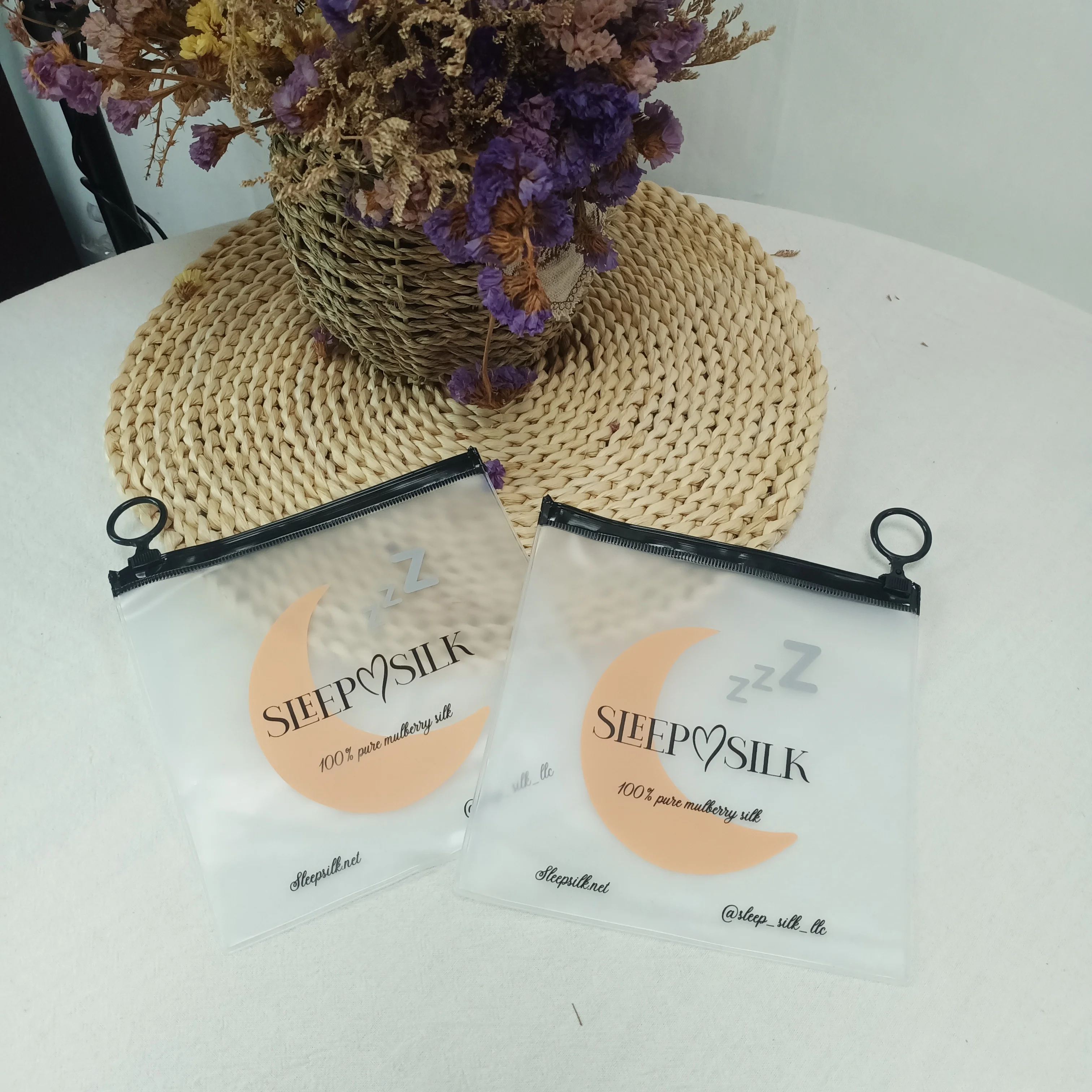 Custom Printed  Waterproof Clear OEM Custom Matte/Frosted Small Size Zipper Bags, PVC Zip Lock Bags With Logo