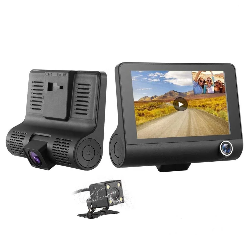 black box Front 1080p and rear dual camera Car DVR 3 cameras for bus cars