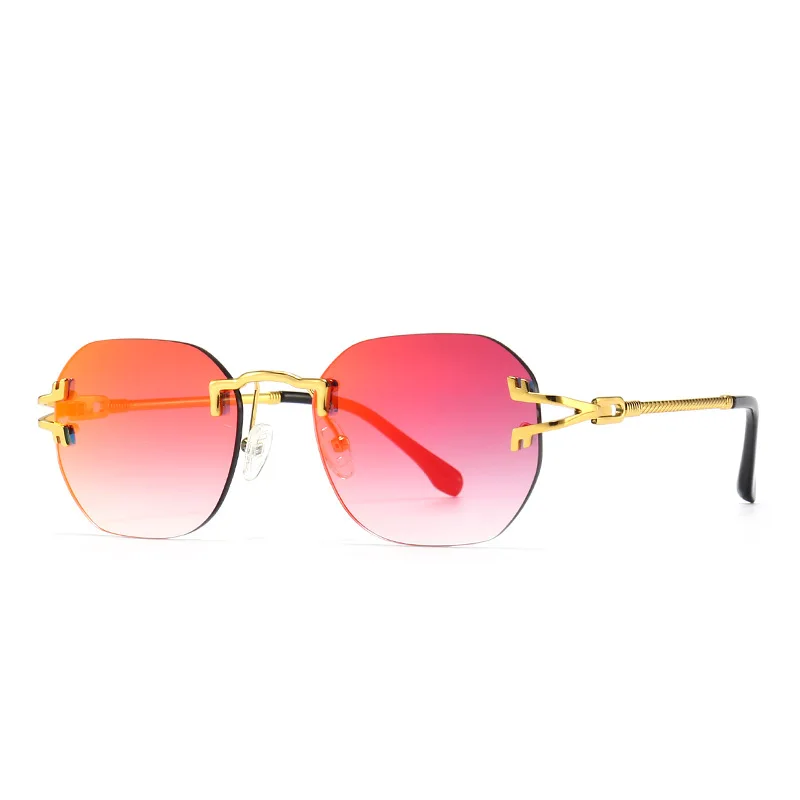 Designer Famous Brands Color Coating Sunglasses Small Frame Film Rimless Polarized Sunglasses Luxury Women