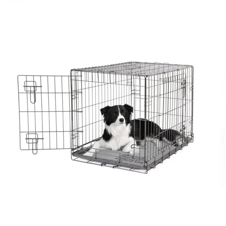 Wholesale Safety Stackable Collapsible Walls Metal Cage Shiba Inu Maltese Pet Kennel Dog Crate For Small Dogs