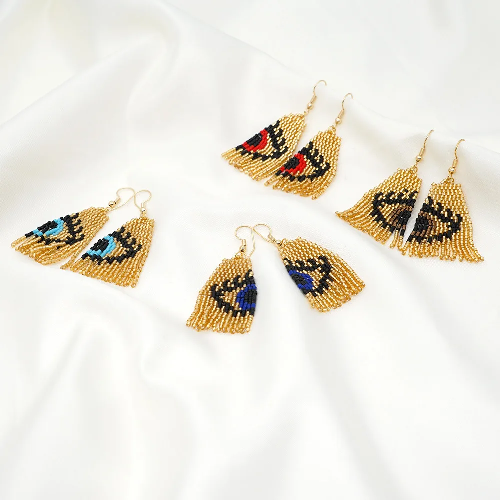E002 Bohemia handmade colorful beads earrings miyuki tassel earrings women drop fashion earrings