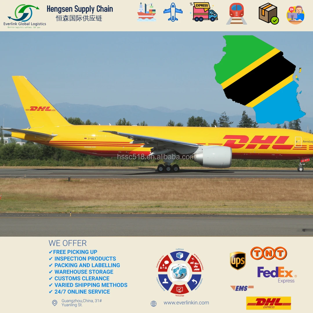 Hengsen best Courier by UPS DHL Aramex from Guangzhou Yiwu Shenzhen China Express TNT Fedex cost to Tanzania