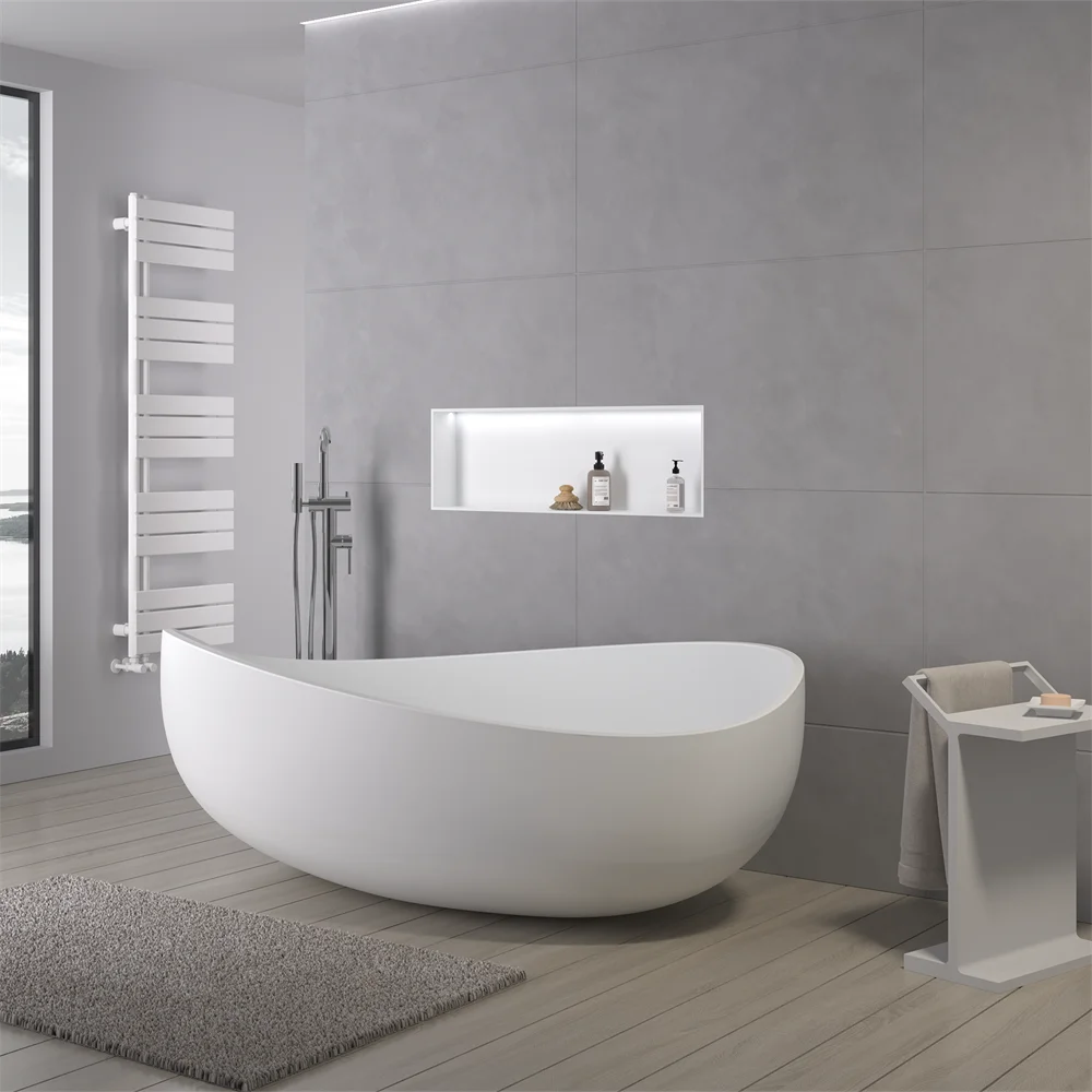 Special design unique shaped solid surface freestanding bathtub bathroom shower tub acrylic resin stone matt white bathtub