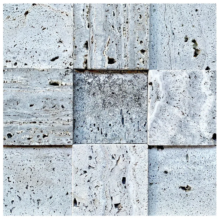 Wholesale Stone Wall Panel  natural stone silver grey Travertine wall tiles paving stone for outdoor and indoor