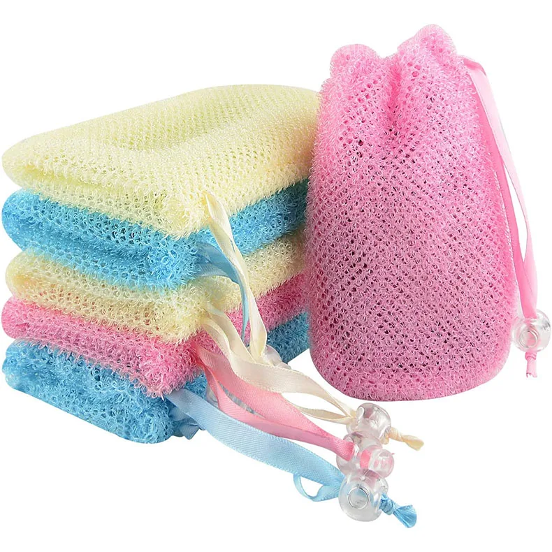Exfoliating Bar Soap Saver Bag Mesh Hangable Soap Bundle Pouch Body Scrubber for Bath Shower