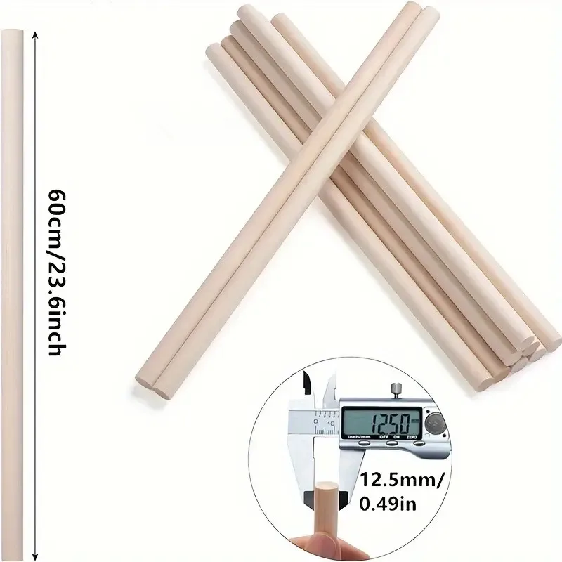 Factory Supply Natural Round Wooden Craft Sticks Wood Dowel Rods Hard Wood Sticks for Arts