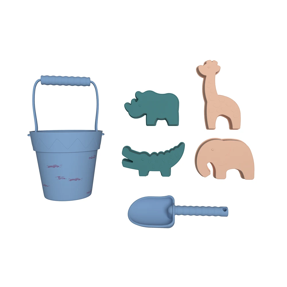 Custom LOGO eco Baby Silicone Sand beach toys Silicone Bucket Beach set beach & sand toys