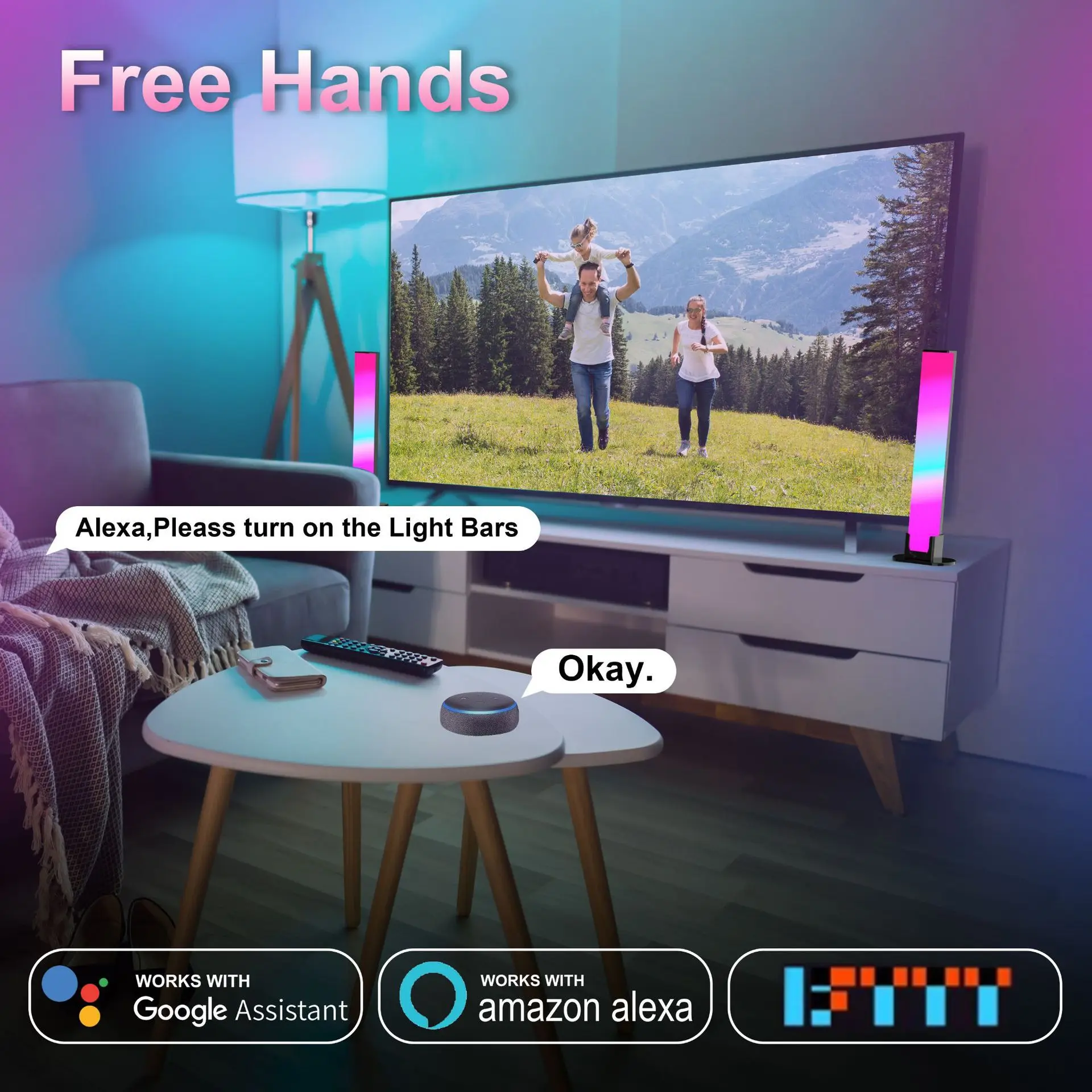 Desktop indoor atmosphere room decorative lights audio synchronous RGB intelligent LED environmental lights TV competitive games