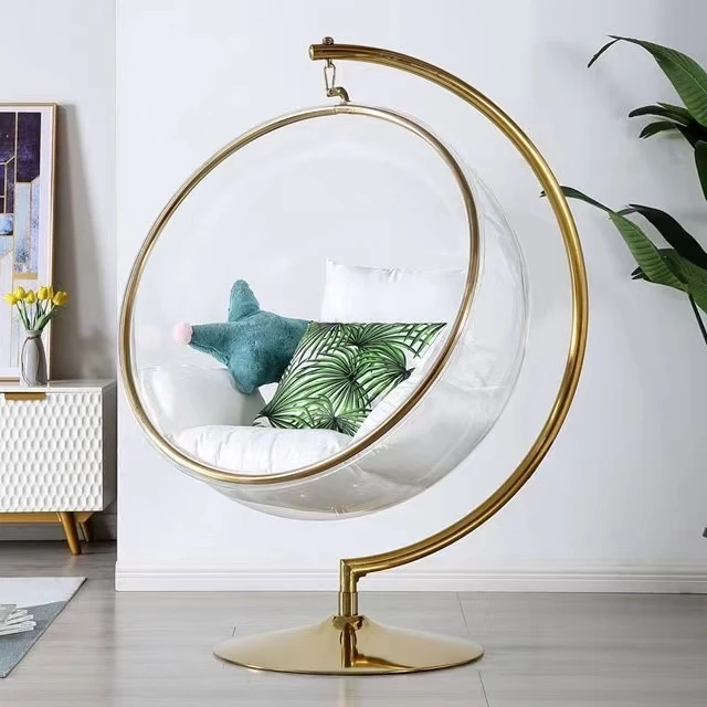 hot selling Modern new design acrylic hanging bubble chairs swing chair with stand for bedroom