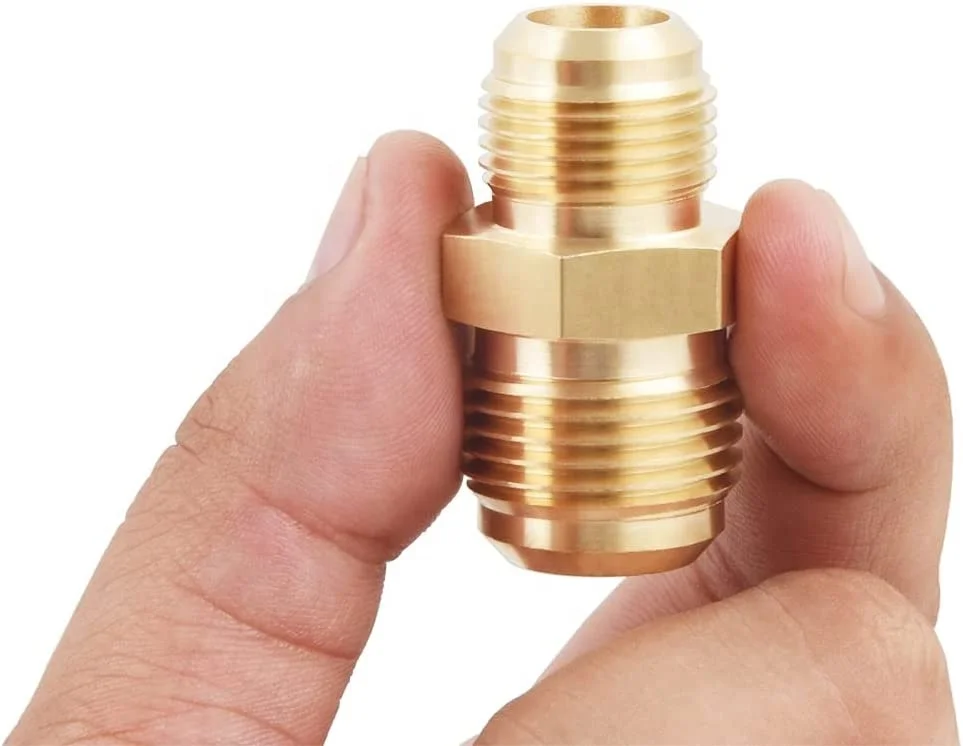 Brass Tube Flare Fittings Union Connector Gas Adapter Brass Tube Coupler  3/8 inch Male Flare to 1/2 inch Male