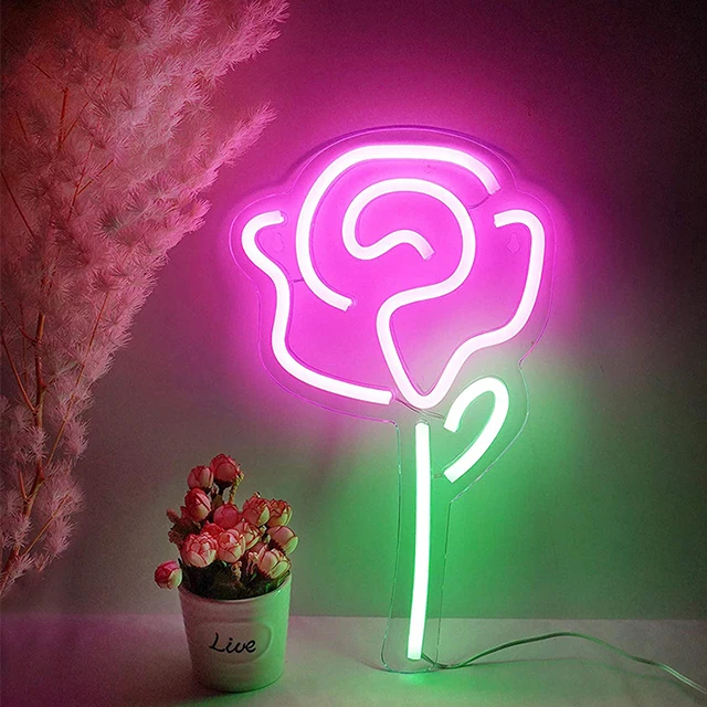 Best Selling Cute Style Usb 5v Decoration Roses Light Lighting Desk Lamps Led Neon Light