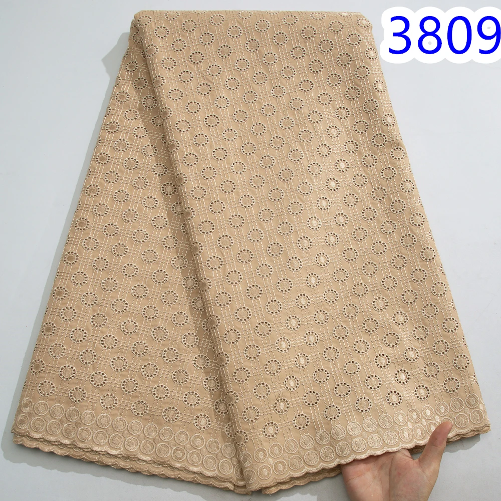 Swiss Lace Fabric 2024 High Quality Original Dubai Cotton Lace Nigerian Fabric Embroidery 5 Yards African Dress for Men3809