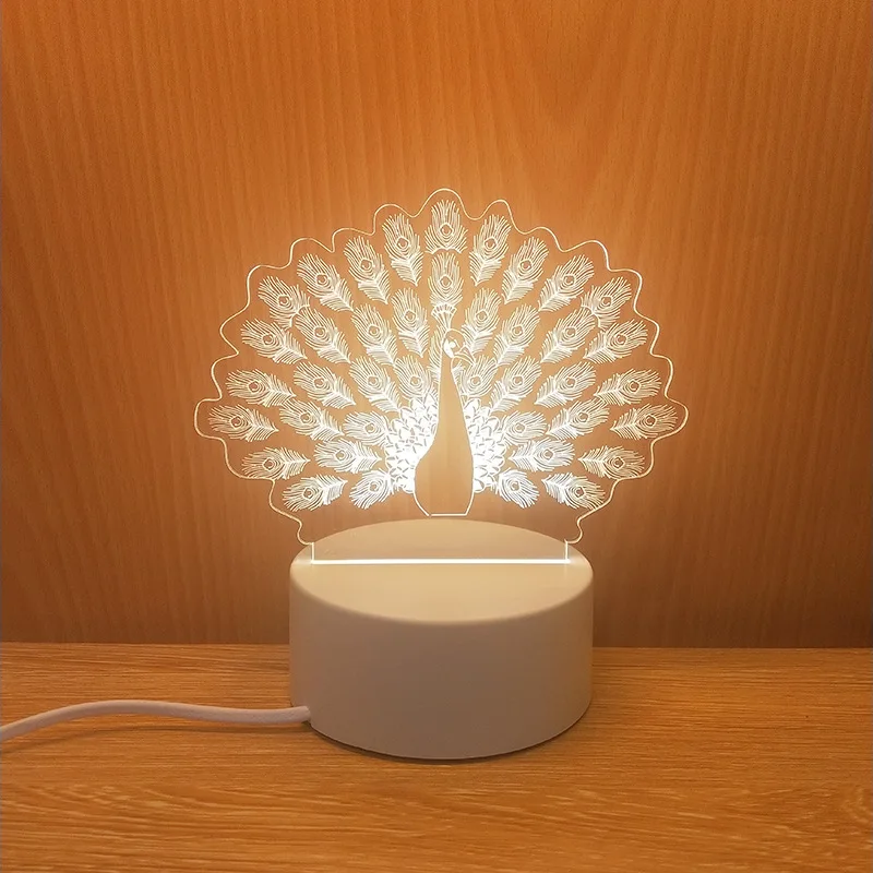 High Quality Cheap USB Warm Light Led 3D Light Lamp,Home Decorative Night Light Lamp with Switch Button