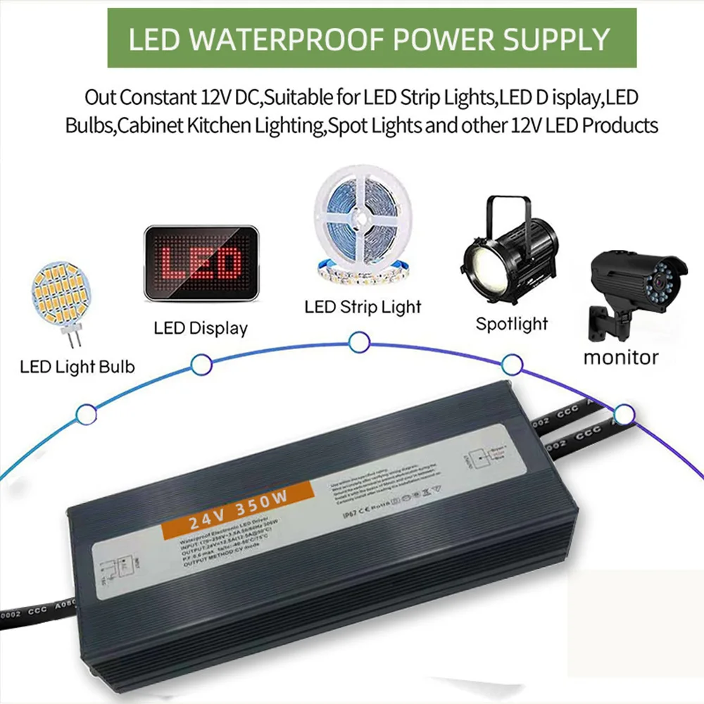 IP68 Waterproof Power Supply 12V 24V Mirror Lighting Touch Sensor Switch Constant Voltage Aluminum Shell Oem Switch Power Supply