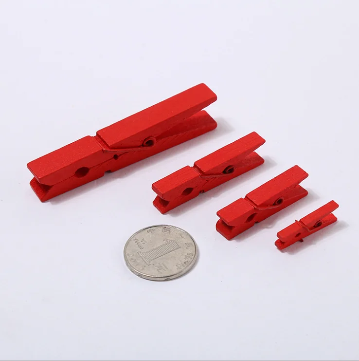 Environmental Friendly 7mmx35mm Colorful Painted  Natural Wood Wooden  Craft Storage Clips