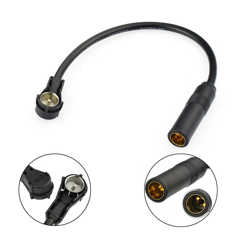 Black 30cm Wire DIN To ISO Easy To Use Durable Replacement Convert Cable Antenna Adapter Radio Aerial Car Accessories Extension