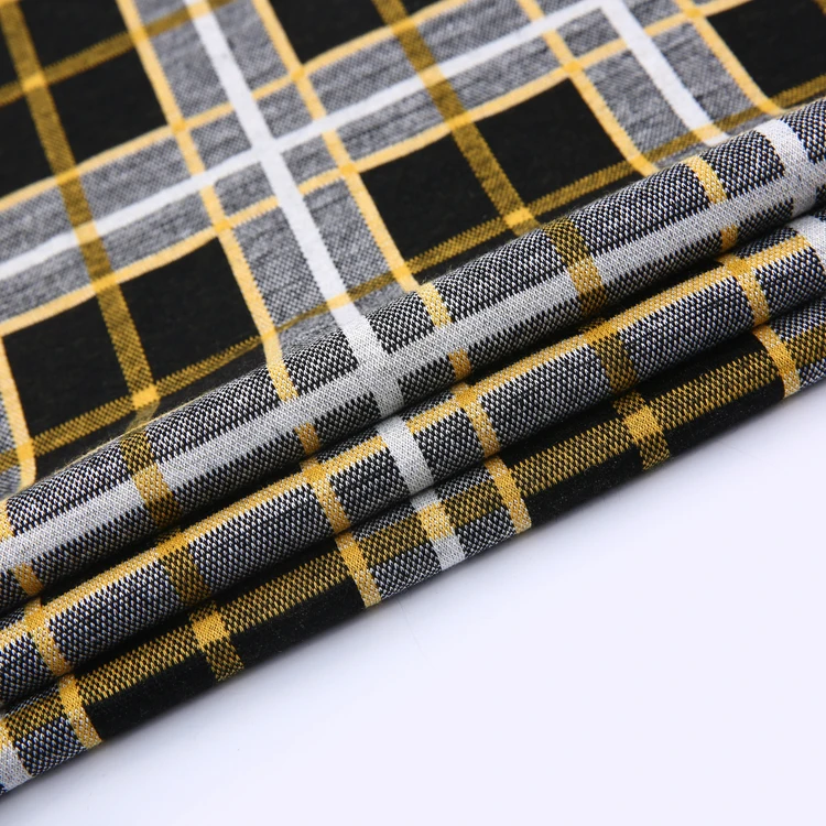 Fashion High Quality TR Polyester Rayon Spandex Knit Yarn Dyed Check Fabric For Fashion Garment