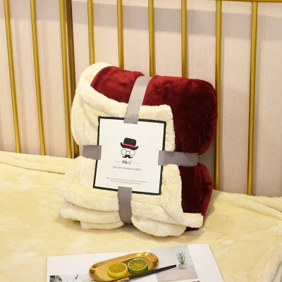 Hot Selling 100% Polyester Warm Double Layer Flannel Sherpa Fleece Blanket For Winter