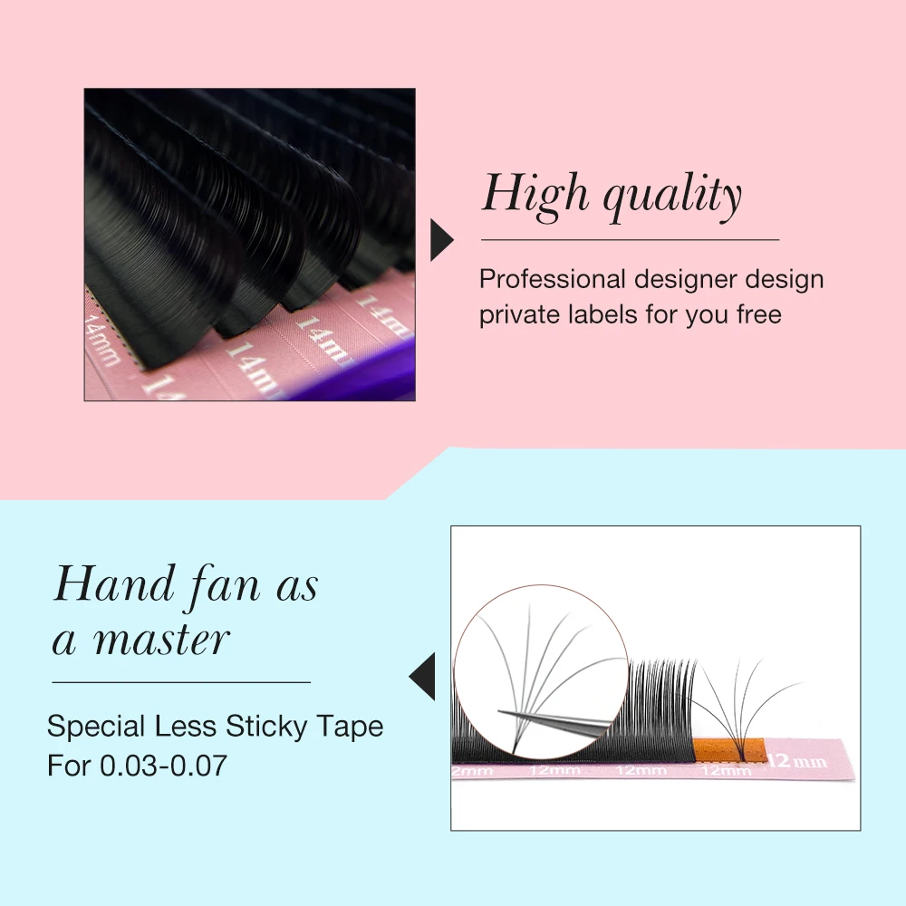 Qeelasee multi packaging korea pbt private label silk eyelash extensions