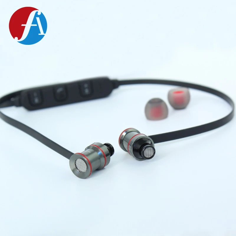 2020 Oem flat cable metal sports headphones wireless bluetooth headphones with microphone