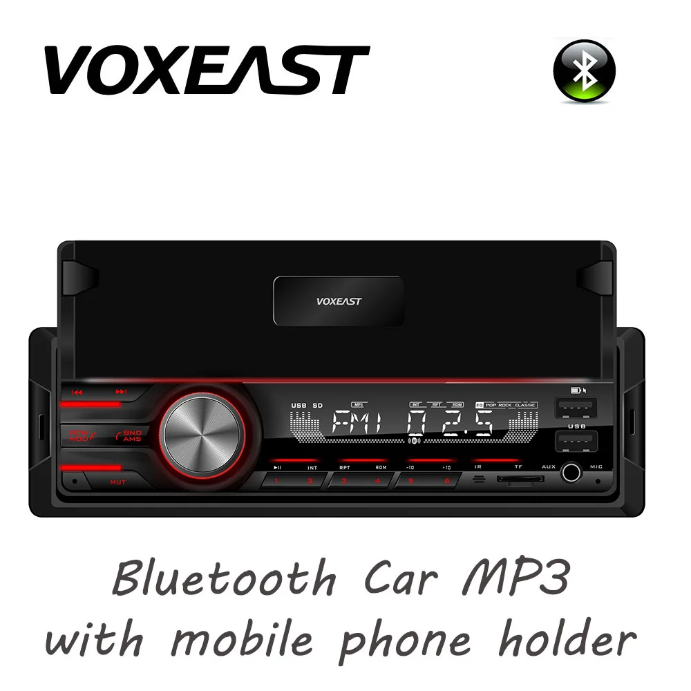 Car Cellphone holder radio audio mp3 player supported BT 12v car aux with Dual USB with mobile phone recharging