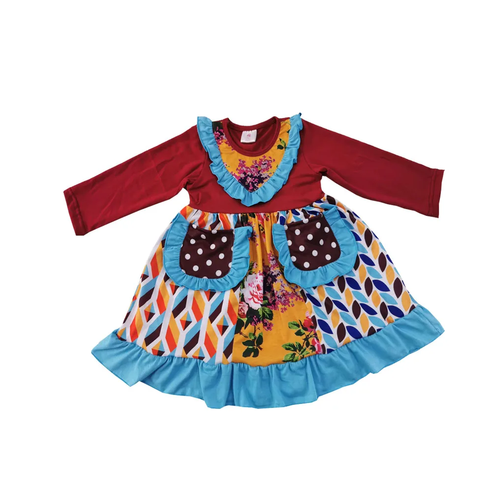 Hot sale baby girl boutique floral ruffle clothes set fall winter toddler girls outfits