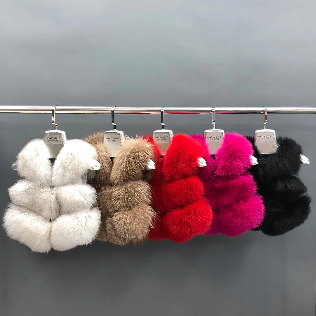 
Wholesale Cute Children Wear High Quality Real Fur Jacket Winter Fox Fur Vest Kids 